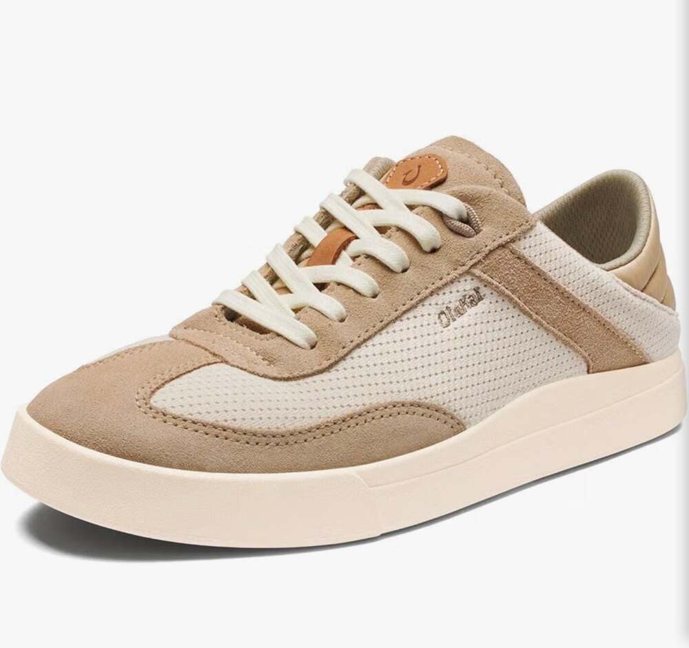 OluKai Kīlea Women's Everyday Suede and Mesh Sneaker in Tan/Tapa